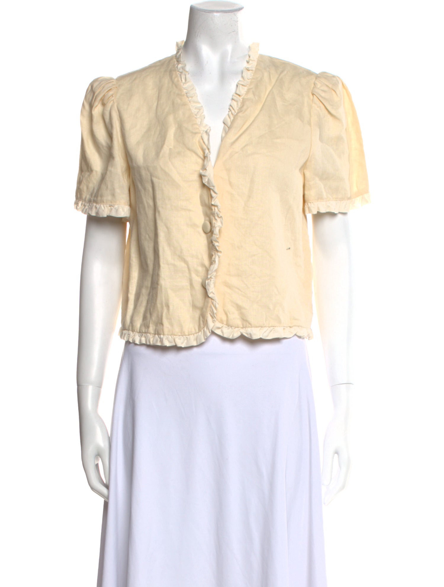 Reformation Linen V-Neck Crop Top