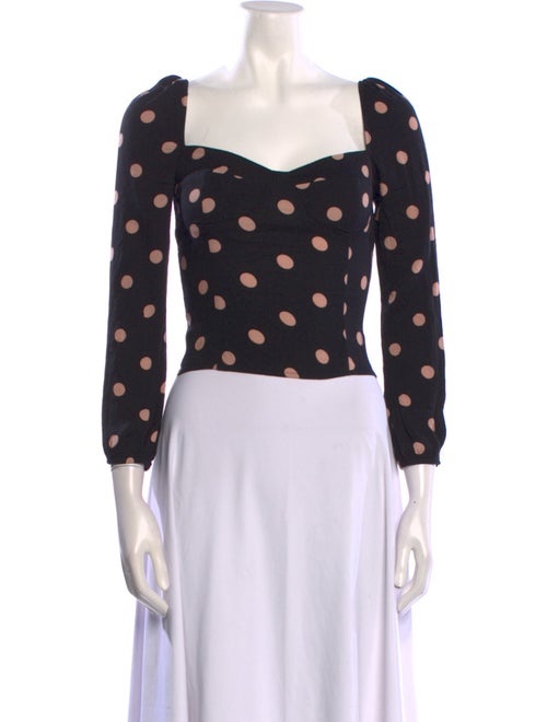 Reformation Polka Dot Print Square Neckline Crop Top