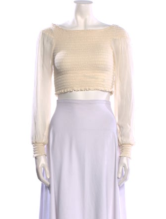 Reformation Bateau Neckline Long Sleeve Crop Top