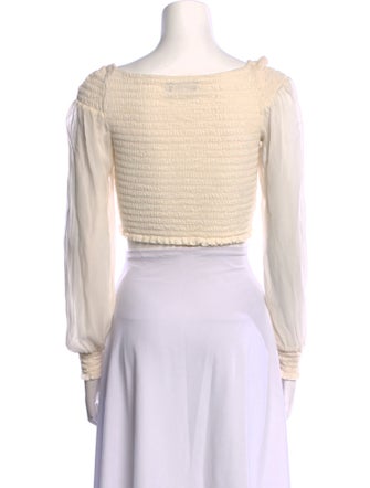 Reformation Bateau Neckline Long Sleeve Crop Top