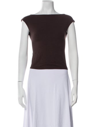 Reformation Bateau Neckline Short Sleeve Crop Top