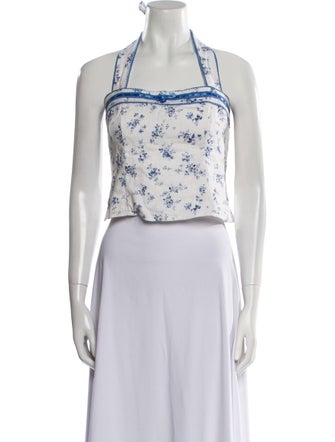 Reformation Linen Floral Print Crop Top