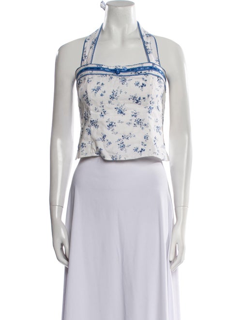 Reformation Linen Floral Print Crop Top