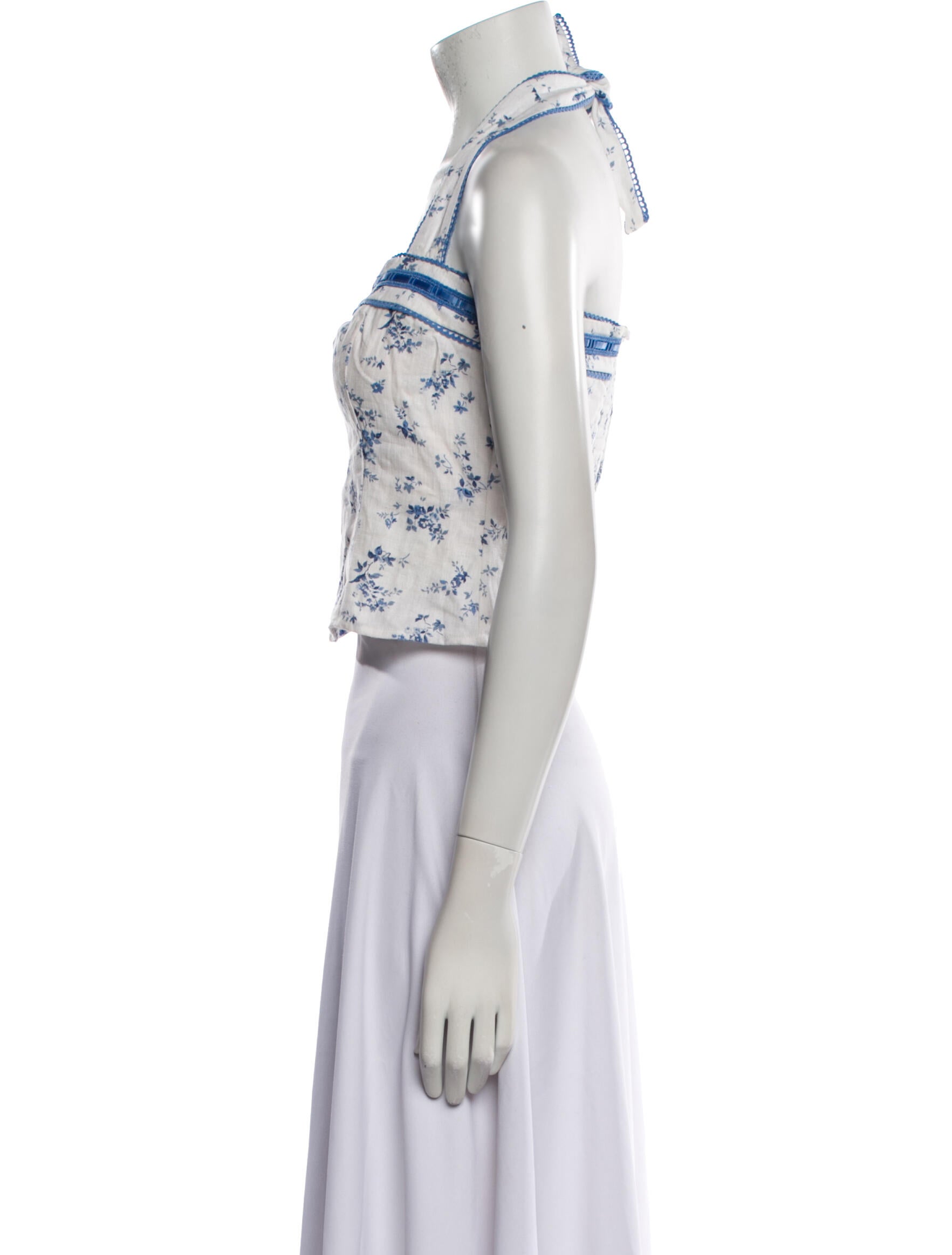 Reformation Linen Floral Print Crop Top