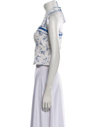 Reformation Linen Floral Print Crop Top