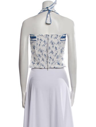 Reformation Linen Floral Print Crop Top