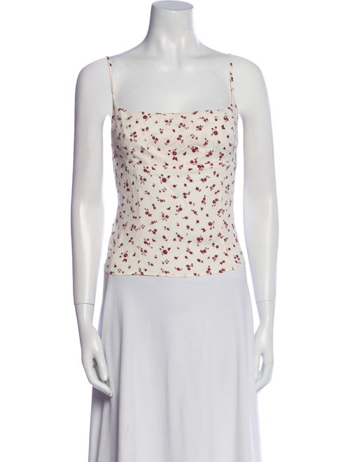 Reformation Floral Print Square Neckline Crop Top