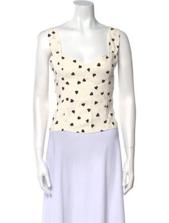 Reformation Linen Polka Dot Print Crop Top