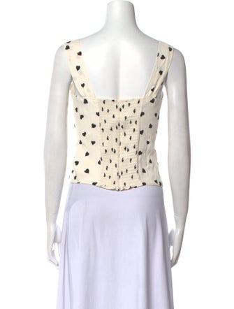 Reformation Linen Polka Dot Print Crop Top
