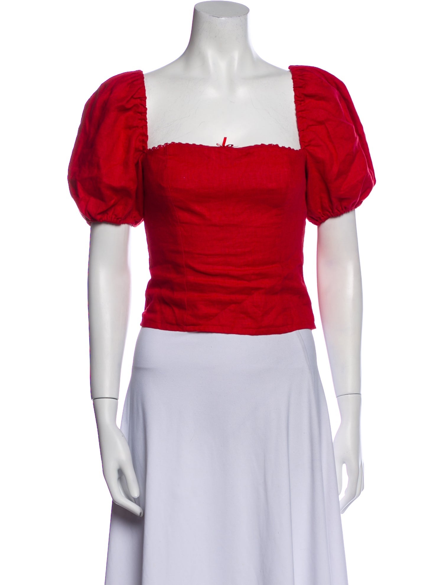 Reformation Linen Square Neckline Crop Top