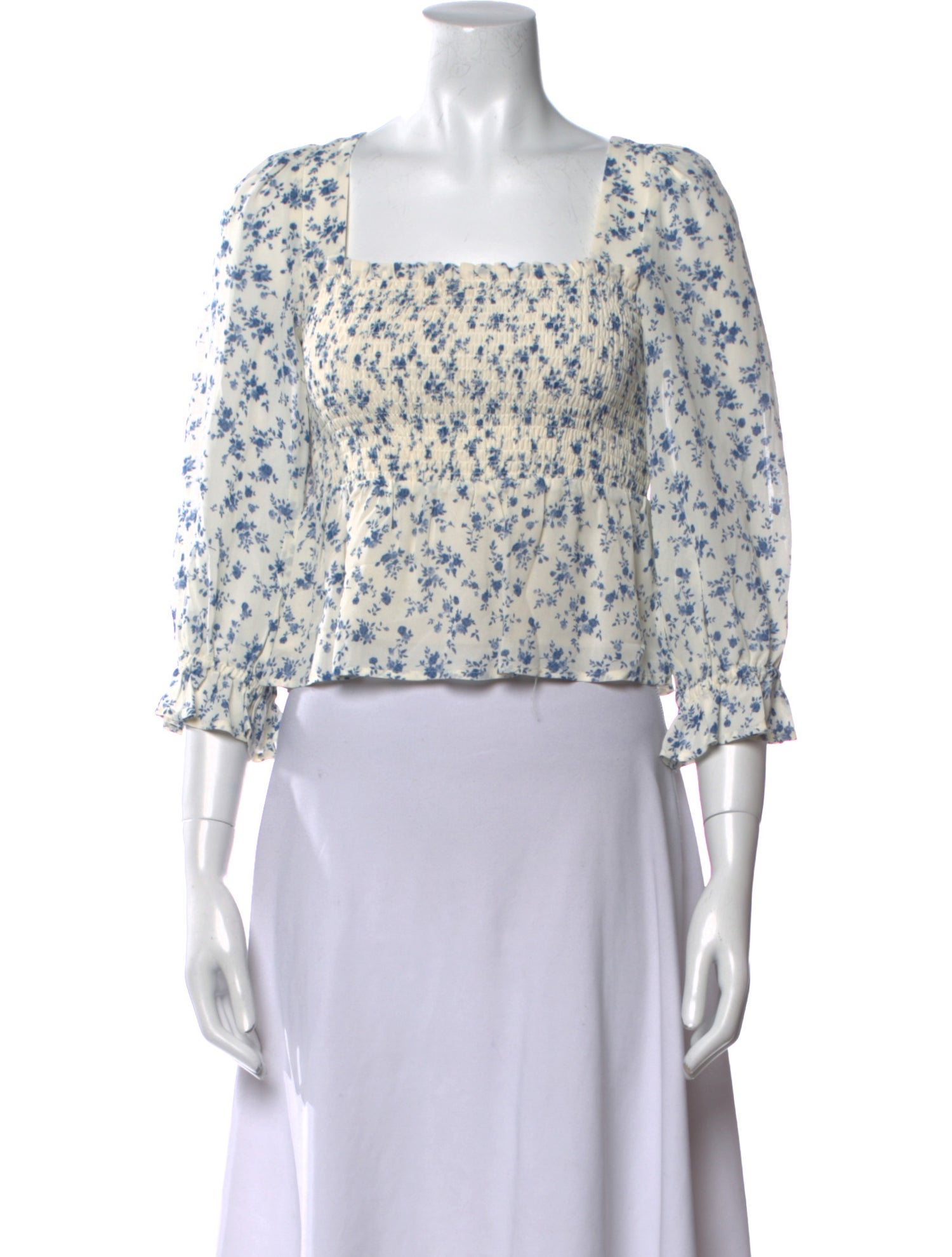 Reformation Floral Print Square Neckline Crop Top