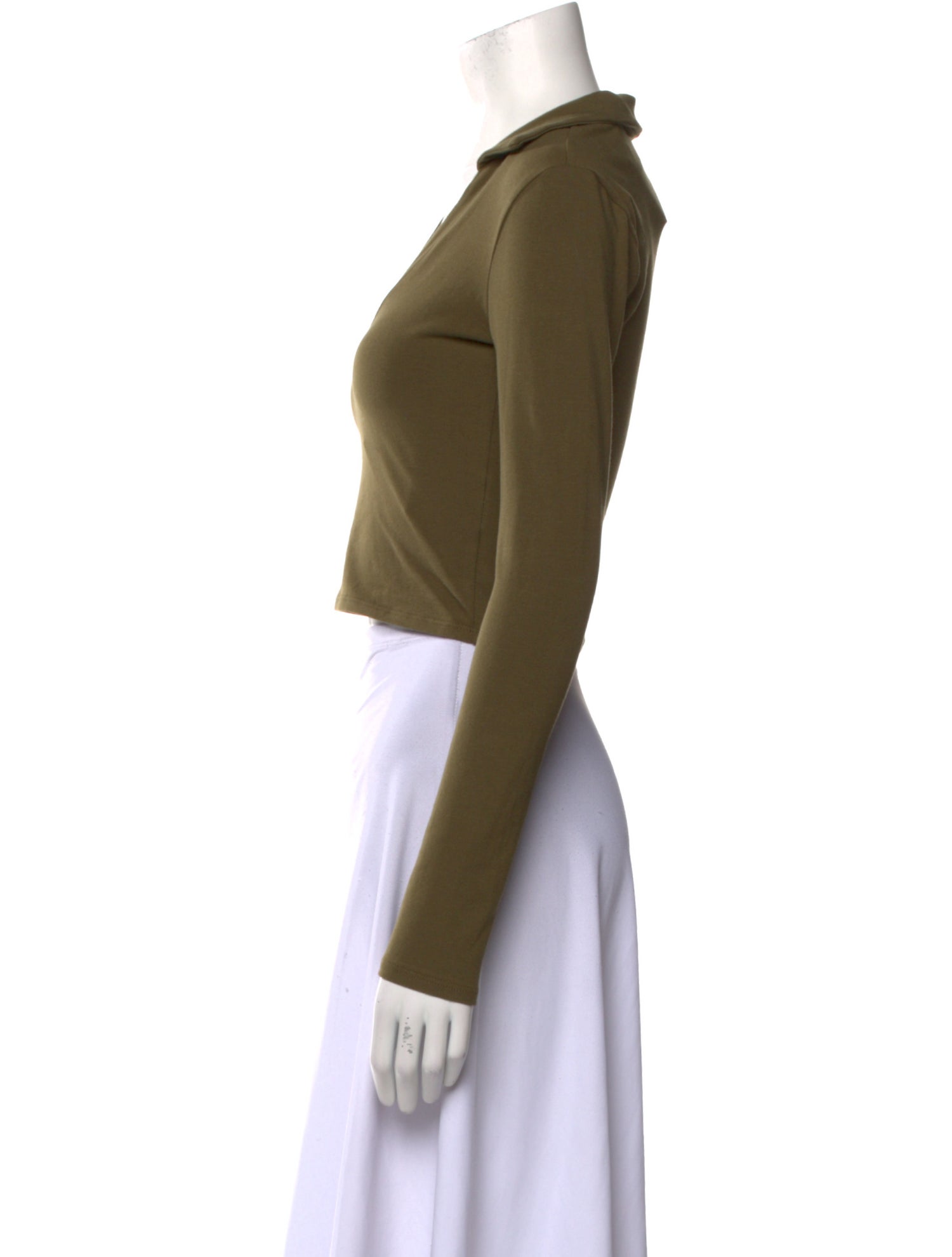 Reformation Plunge Neckline Long Sleeve Crop Top