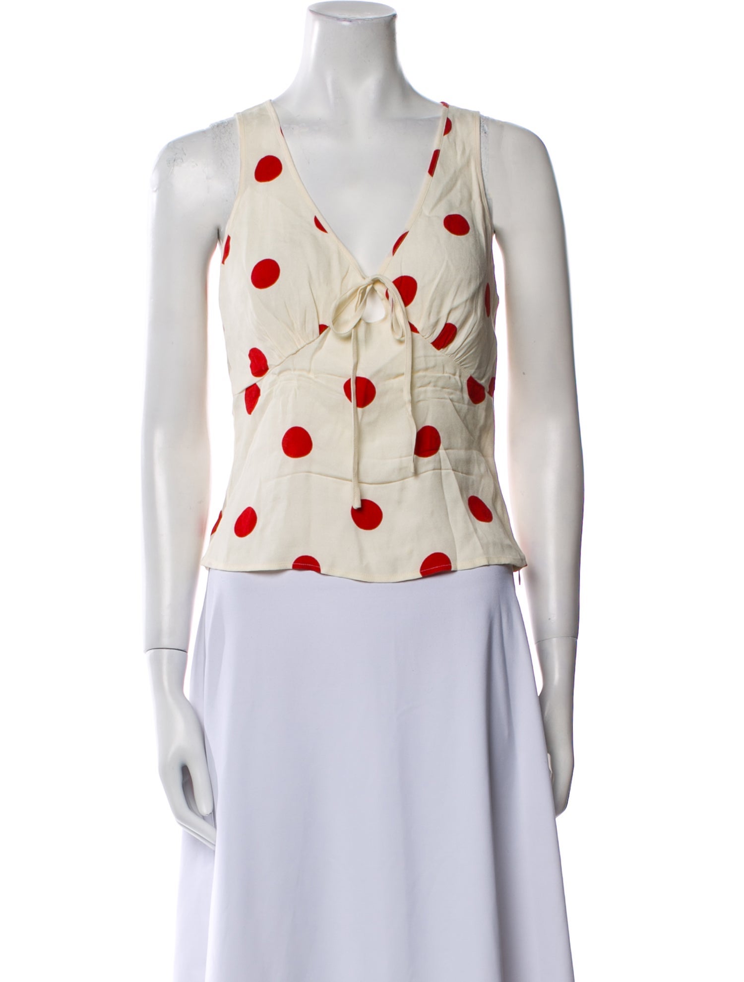 Reformation Polka Dot Print V-Neck Crop Top