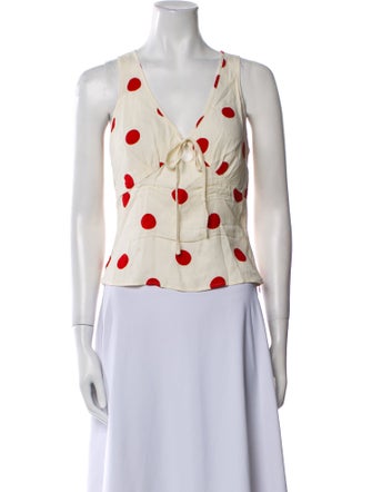 Reformation Polka Dot Print V-Neck Crop Top