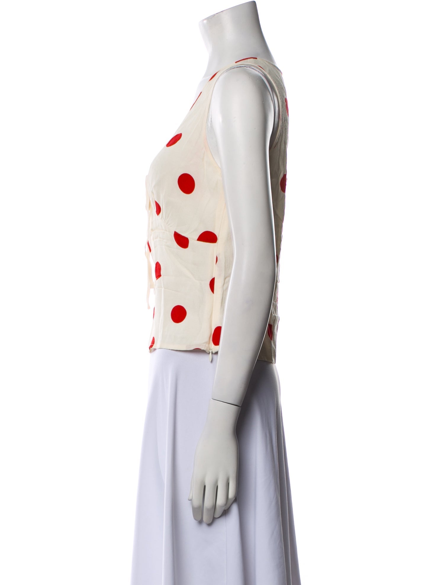 Reformation Polka Dot Print V-Neck Crop Top