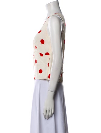 Reformation Polka Dot Print V-Neck Crop Top