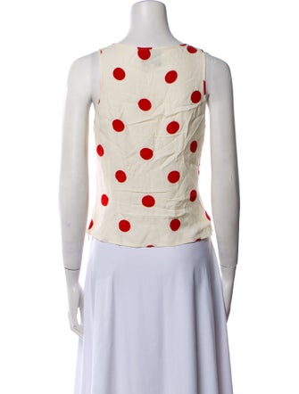 Reformation Polka Dot Print V-Neck Crop Top