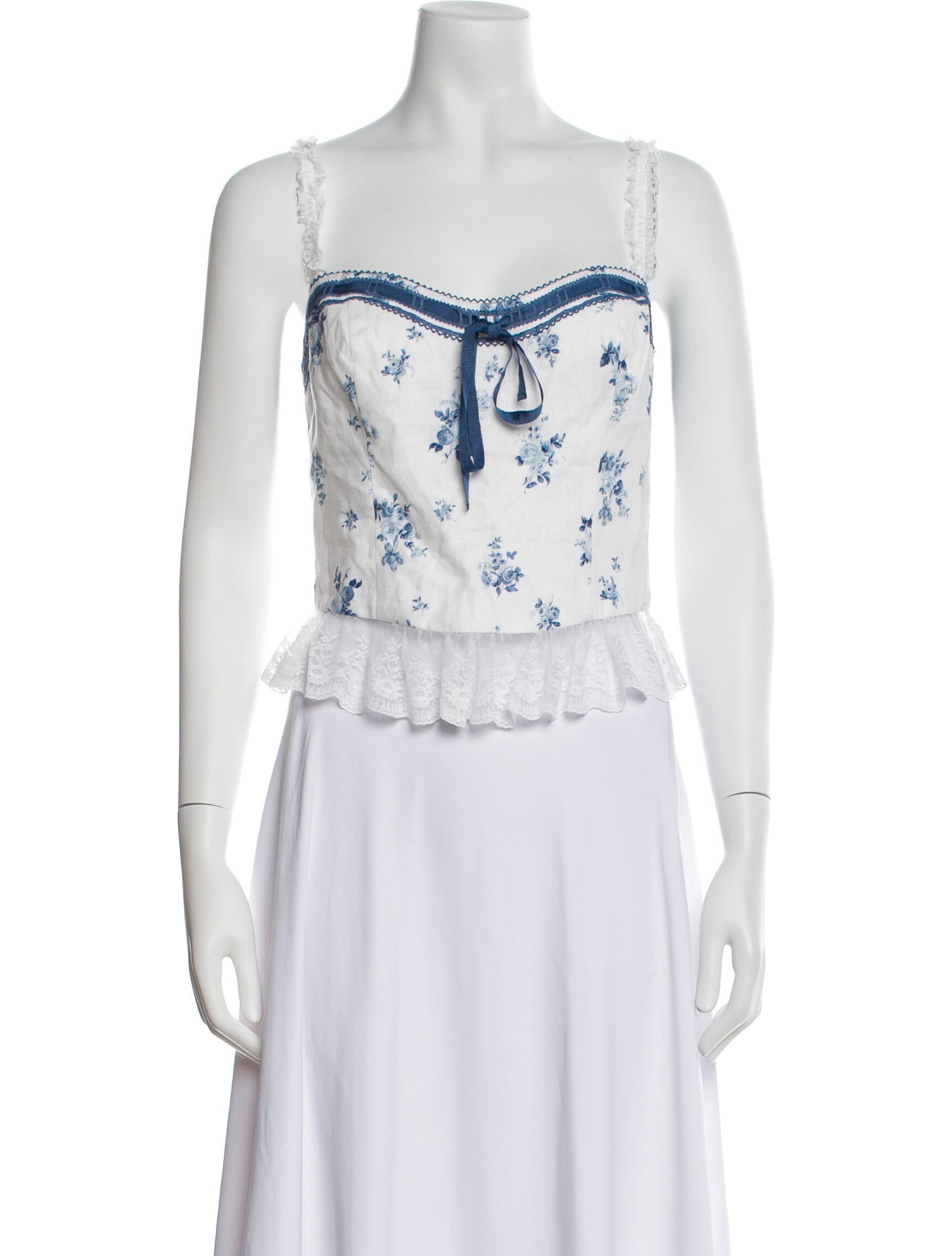 Reformation Linen Floral Print Crop Top