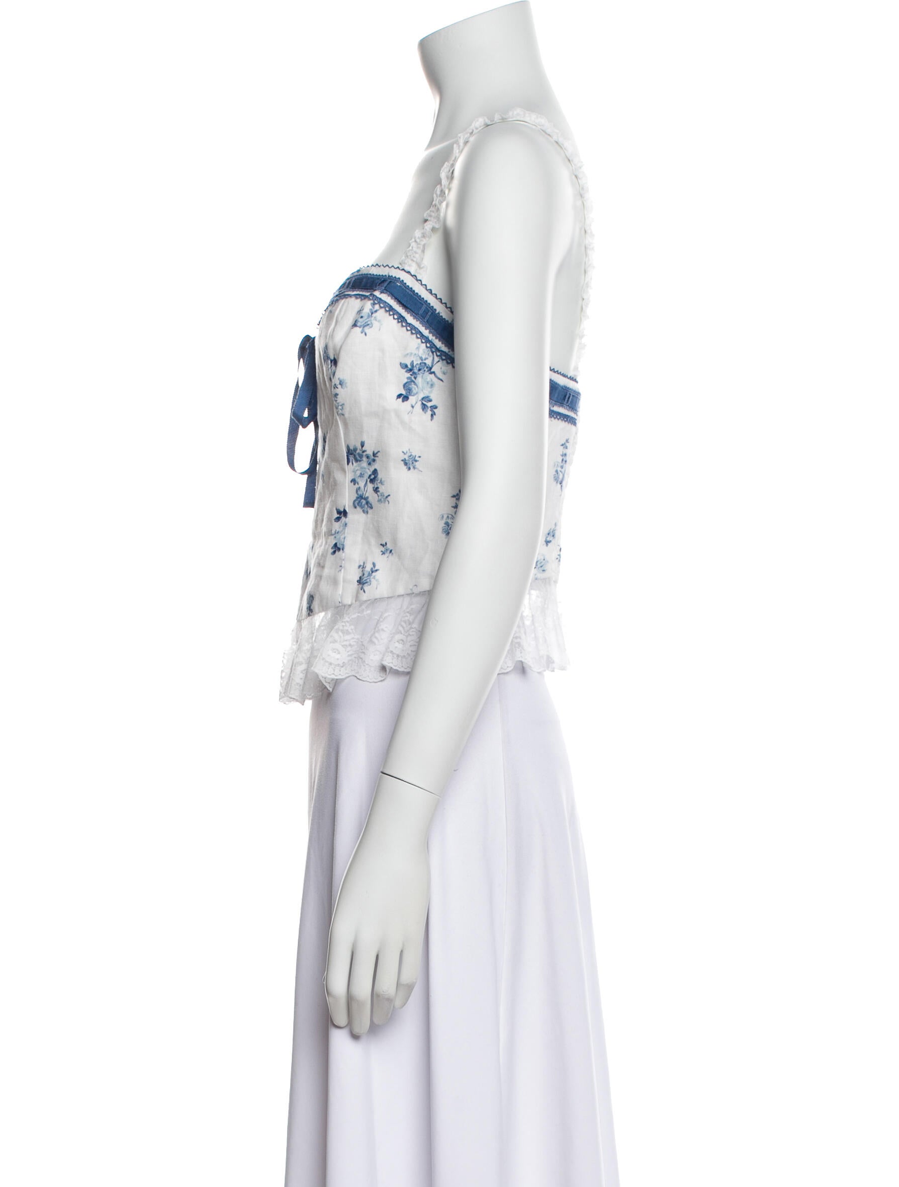 Reformation Linen Floral Print Crop Top