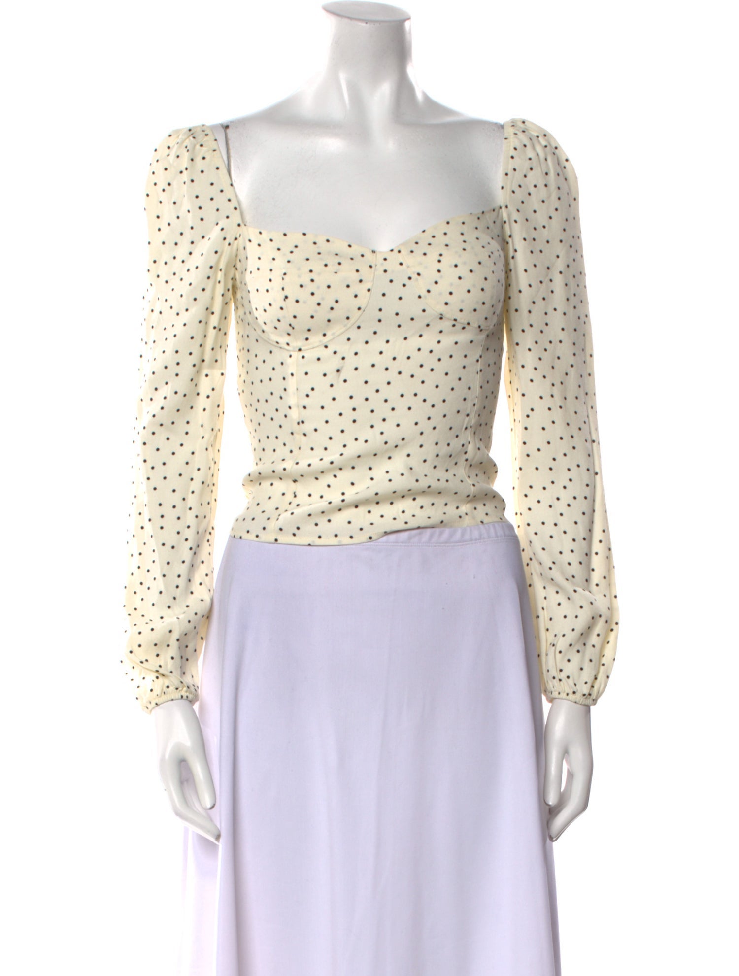 Reformation Polka Dot Print Square Neckline Crop Top