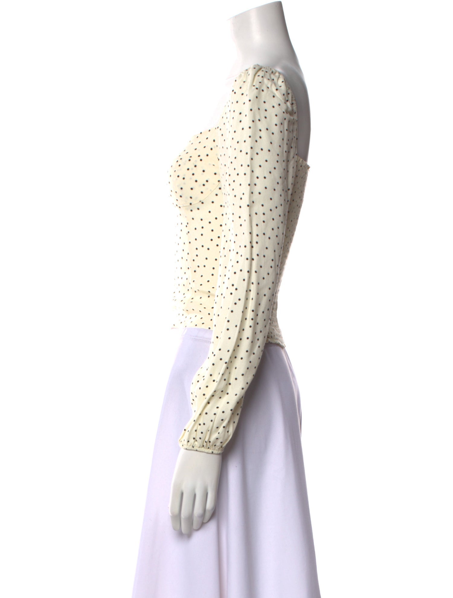 Reformation Polka Dot Print Square Neckline Crop Top