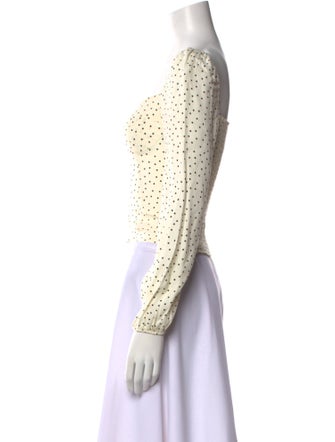 Reformation Polka Dot Print Square Neckline Crop Top