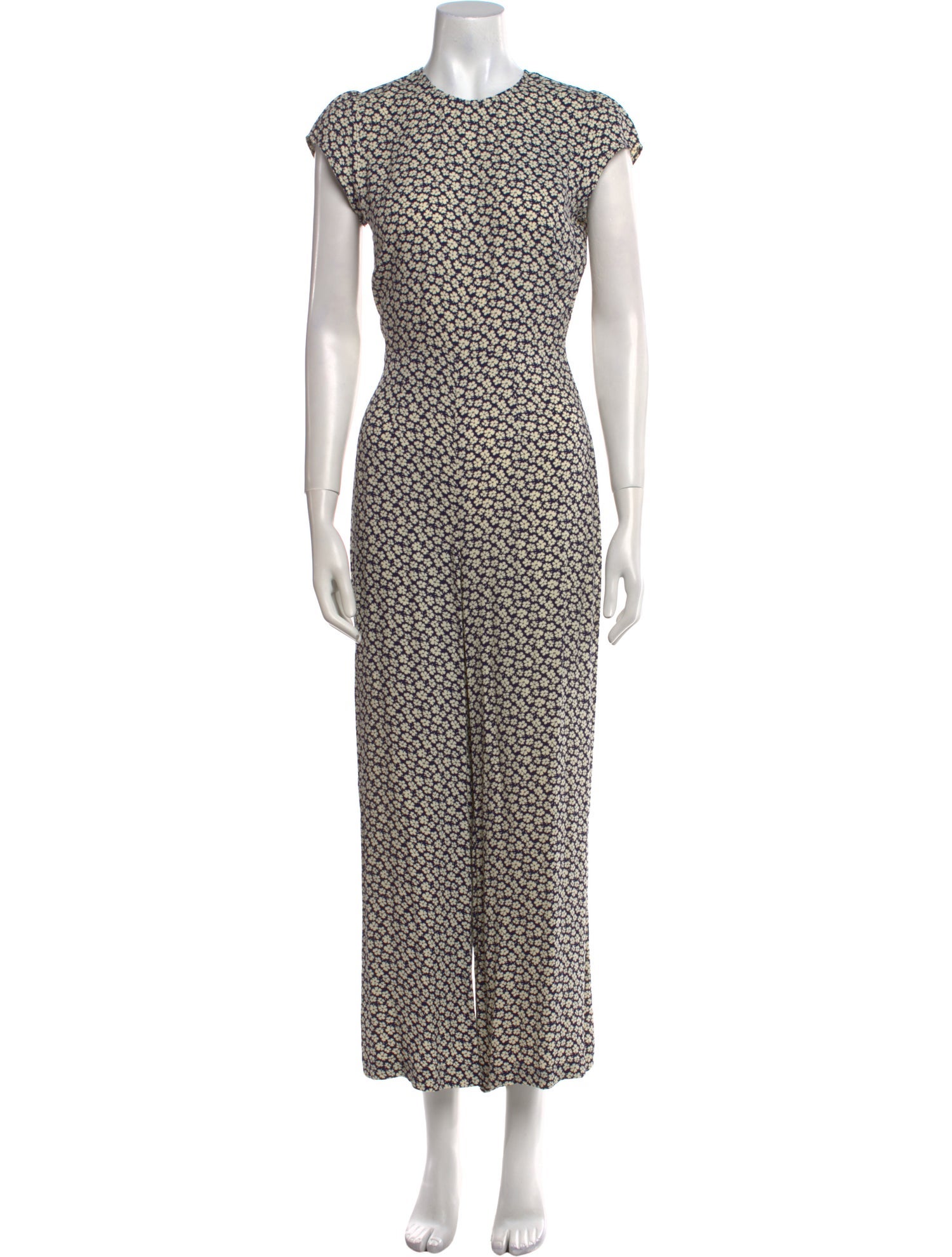 Reformation Floral Print Crew Neck Jumpsuit