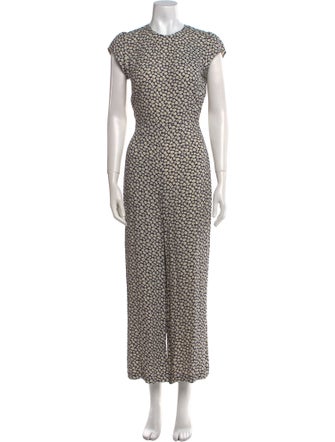 Reformation Floral Print Crew Neck Jumpsuit
