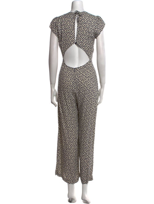 Reformation Floral Print Crew Neck Jumpsuit