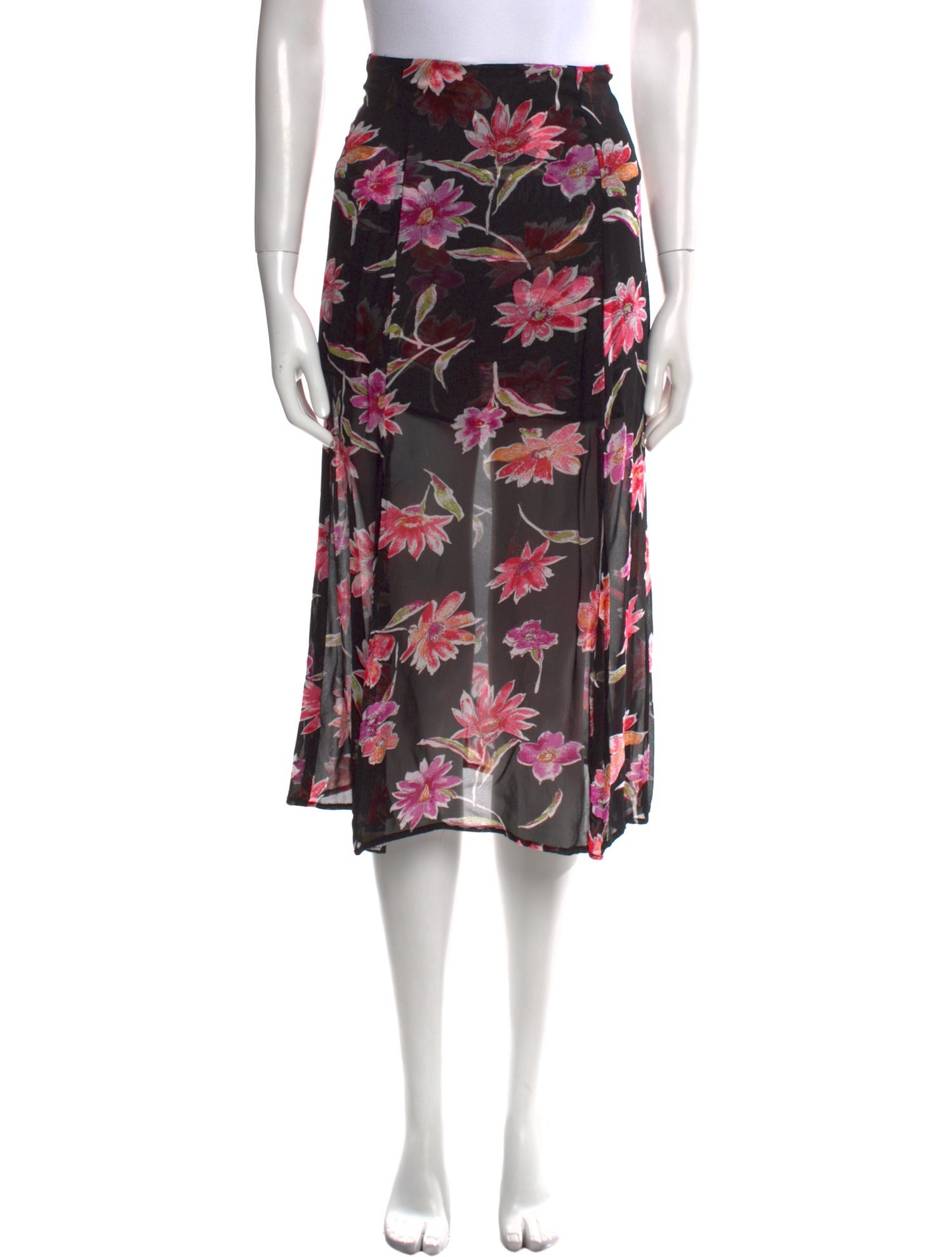 Reformation Floral Print Midi Length Skirt
