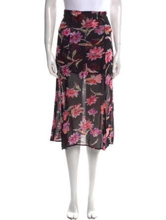 Reformation Floral Print Midi Length Skirt