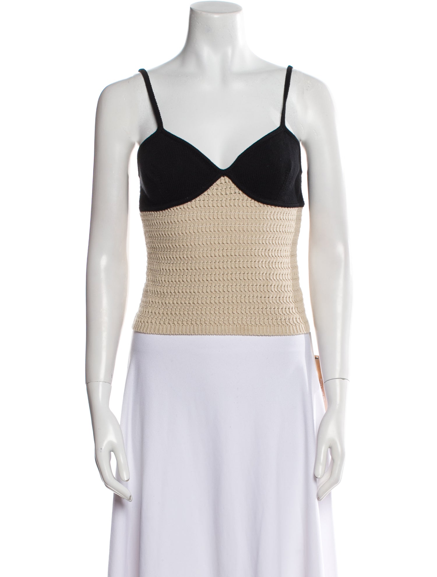 Reformation Colorblock Pattern V-Neck Crop Top