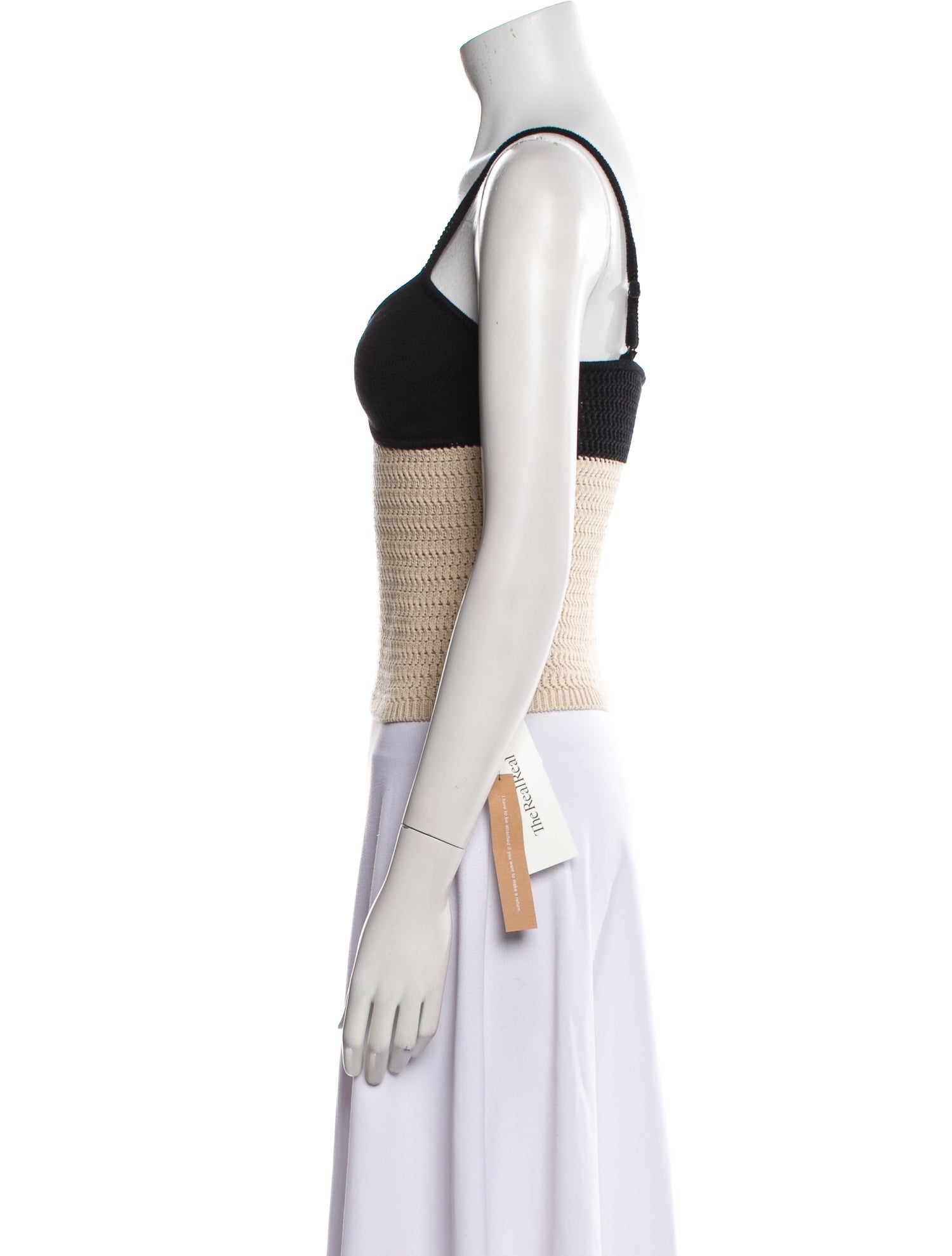 Reformation Colorblock Pattern V-Neck Crop Top