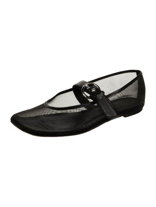 Reformation Mesh Leather Trim Embellishment Mary Jane Flats