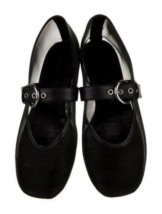 Reformation Mesh Leather Trim Embellishment Mary Jane Flats