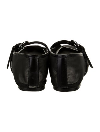 Reformation Mesh Leather Trim Embellishment Mary Jane Flats