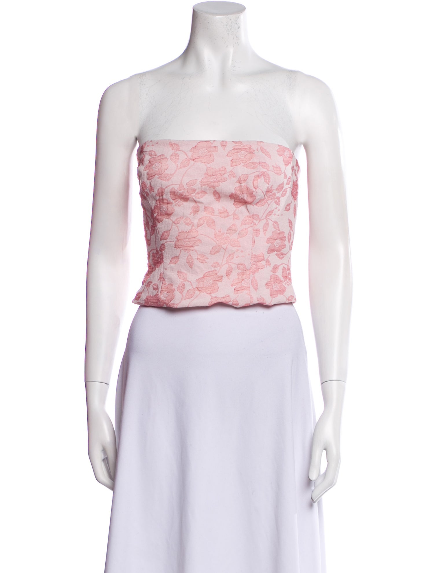 Reformation Floral Print Strapless Crop Top