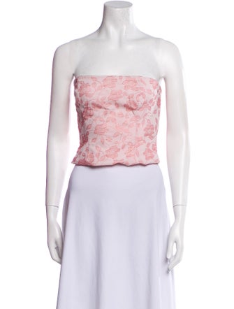 Reformation Floral Print Strapless Crop Top