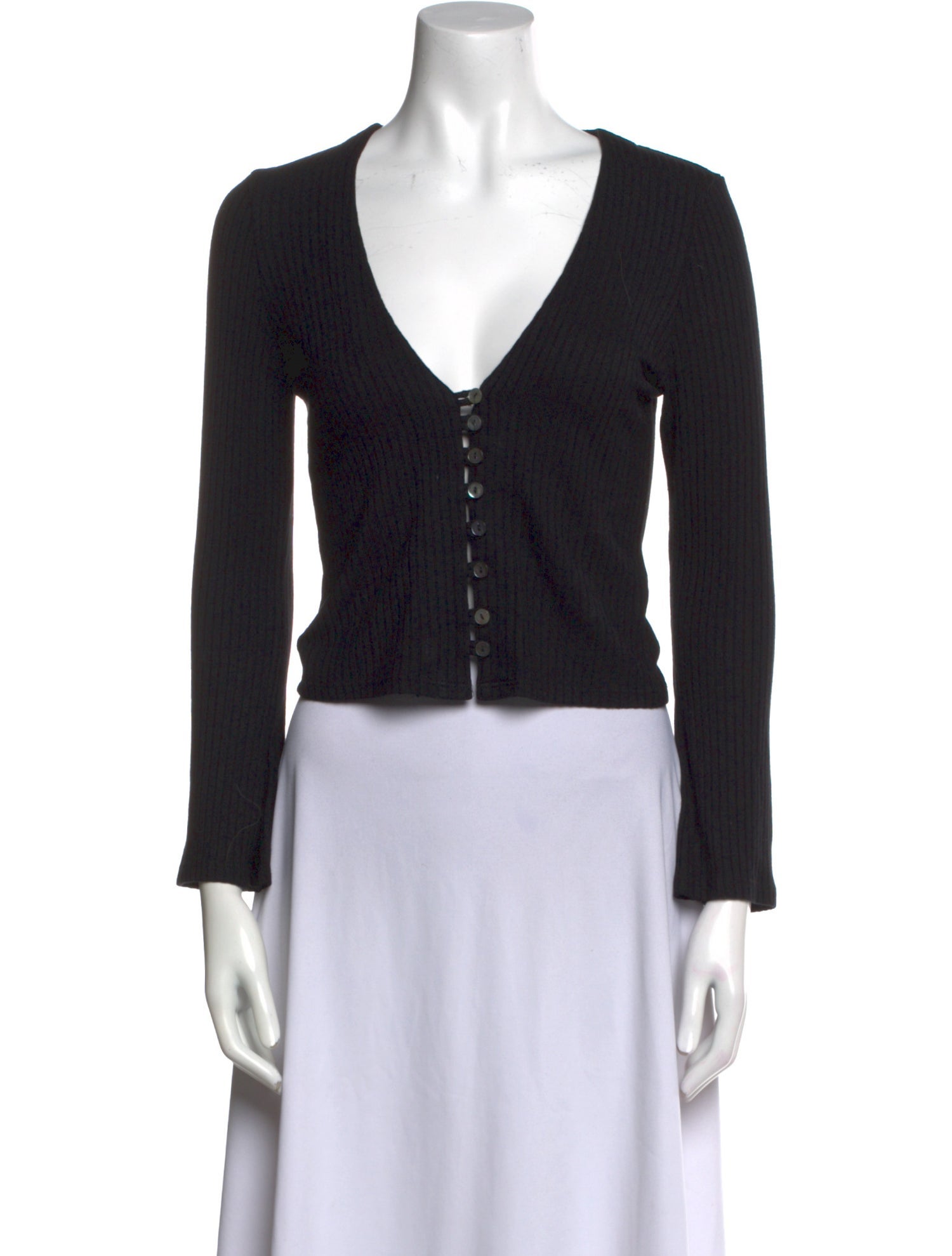 Reformation V-Neck Long Sleeve Crop Top