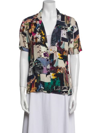 Reformation Printed V-Neck Blouse