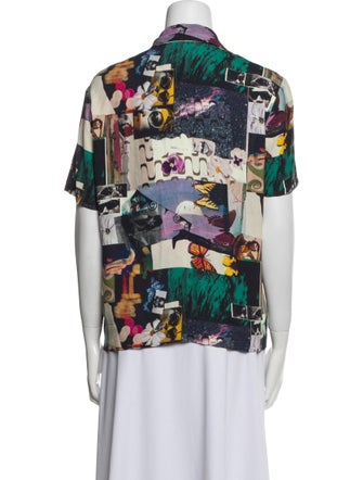 Reformation Printed V-Neck Blouse