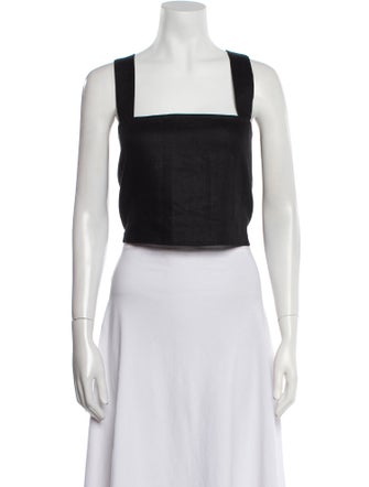 Reformation Linen Square Neckline Crop Top