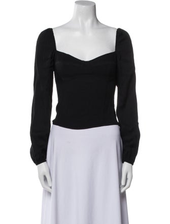 Reformation Square Neckline Long Sleeve Crop Top