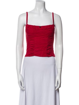 Reformation Linen Square Neckline Crop Top