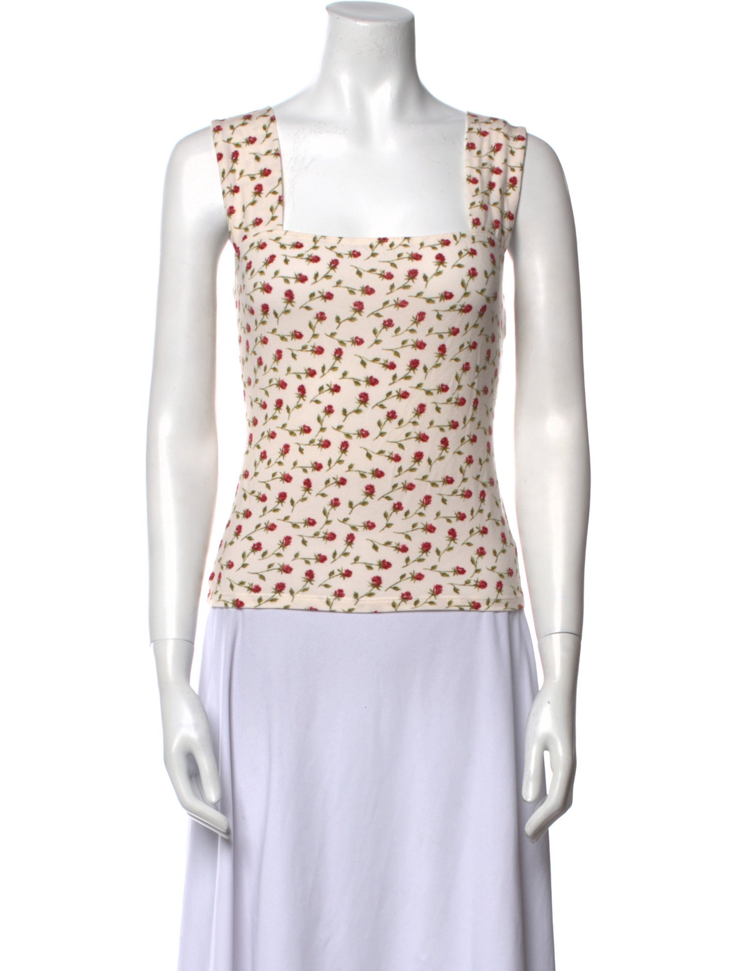 Reformation Floral Print Square Neckline Top