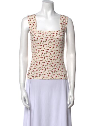 Reformation Floral Print Square Neckline Top