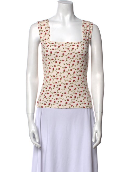 Reformation Floral Print Square Neckline Top