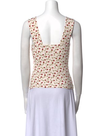 Reformation Floral Print Square Neckline Top