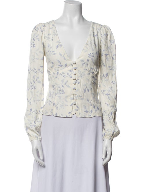 Reformation Printed V-Neck Blouse
