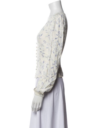 Reformation Printed V-Neck Blouse